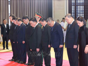 Đoàn lãnh đạo cấp cao Đảng, Nhà nước Việt Nam viếng Chủ tịch Quốc hội Lào Xaysomphone Phomvihane