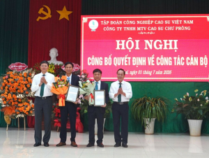 Cao su Chư Prông công bố các chức danh chủ chốt sau sáp nhập