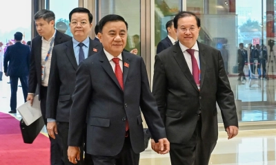 Các đại biểu đến tham dự phiên khai mạc Đại hội đại biểu toàn quốc lần thứ XIV của Đảng