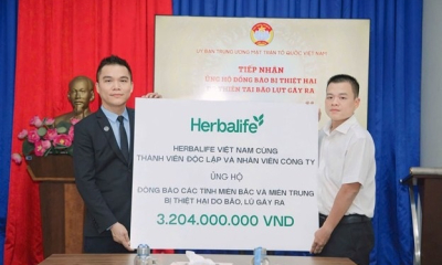 Herbalife Việt Nam đóng góp hơn 3,2 tỷ đồng chung tay hỗ trợ vùng bão lũ miền Bắc, miền Trung.