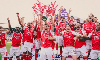 Dàn sao Arsenal ăn mừng cuồng nhiệt chức vô địch Ngoại hạng Anh 2025/2026