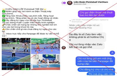 Cảnh báo giả mạo “Liên đoàn Pickleball Việt Nam” để lừa đảo