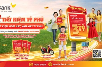Gửi tiết kiệm HDBank với cơ hội trúng giải đặc biệt tới 3 tỉ đồng