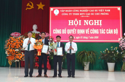 Cao su Chư Prông công bố các chức danh chủ chốt sau sáp nhập