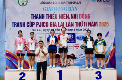 Giải bóng bàn Cúp PJICO Gia Lai 2026: CLB C3KT Kon Tum vô địch toàn đoàn
