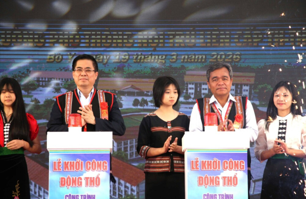 Khởi công xây dựng 5 trường nội trú liên cấp tại các xã biên giới tỉnh Quảng Ngãi