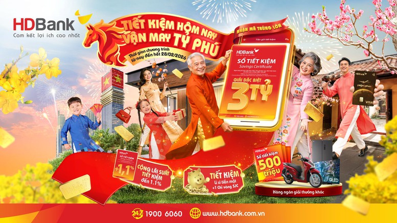 HDBank khai xuân 'bùng nổ' ưu đãi tiết kiệm tỷ phú