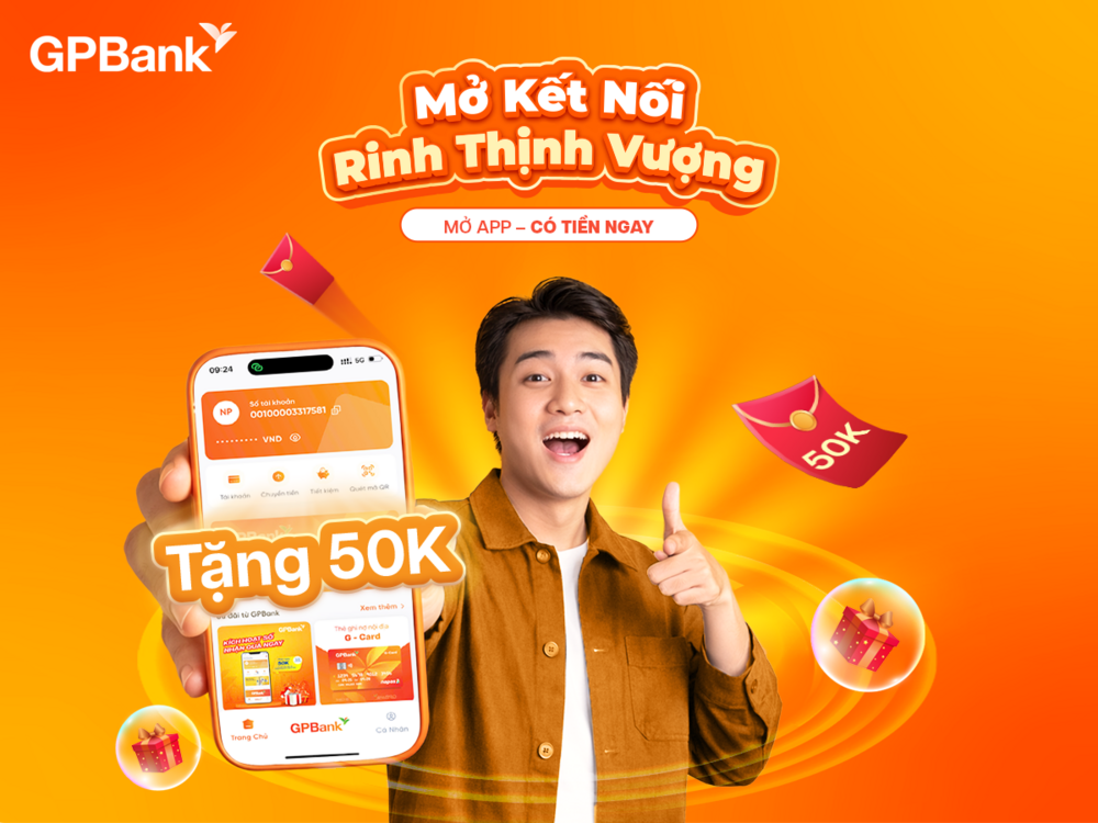 GPBank triển khai ưu đãi hoàn tiền 50.000 đồng cho khách hàng thanh toán bằng mã QR 