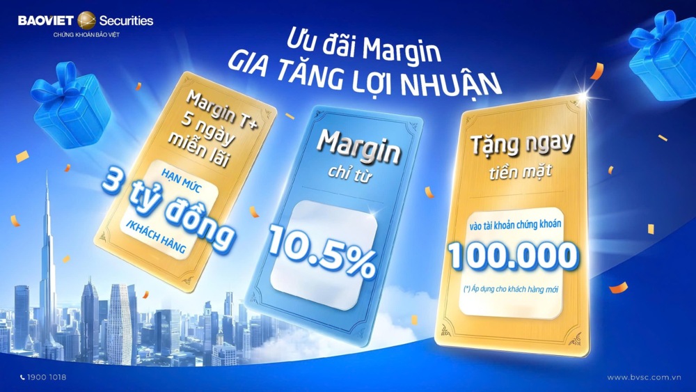 Chứng khoán Bảo Việt (BVSC) ưu đãi hấp dẫn cho vay Margin và mở tài khoản
